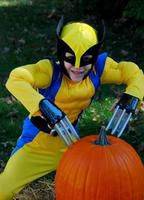 Wolverine carves pumpkin
