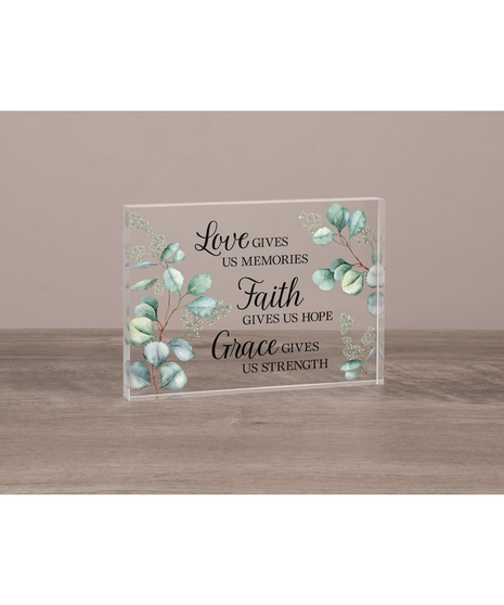 Love- Faith- Grace Block Sitter