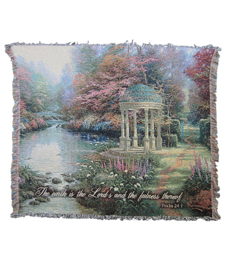 Thomas Kinkade afghan with inspirational verse.