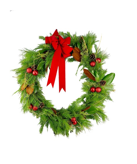 Classic Red Ornament Evergreen Wreath