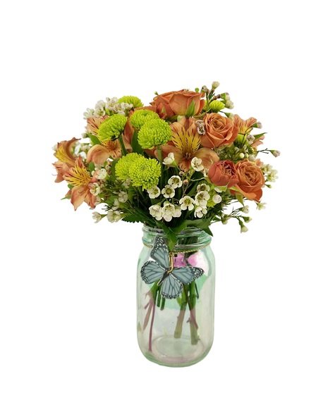 4 colors, with spray roses, alstromeria, buttons and ranunculus.