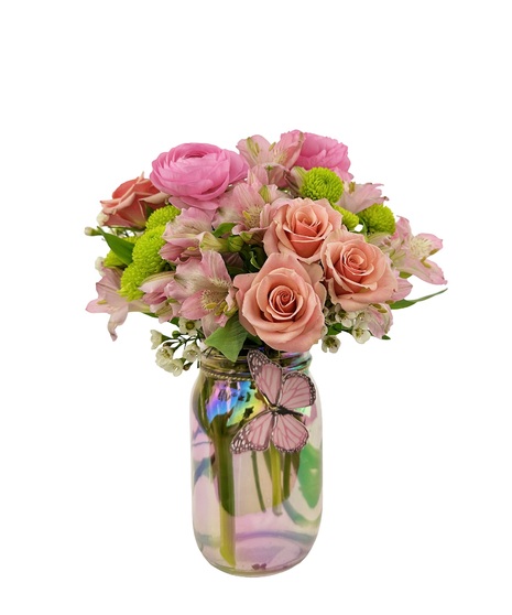 4 colors, with spray roses, alstromeria, buttons and ranunculus.