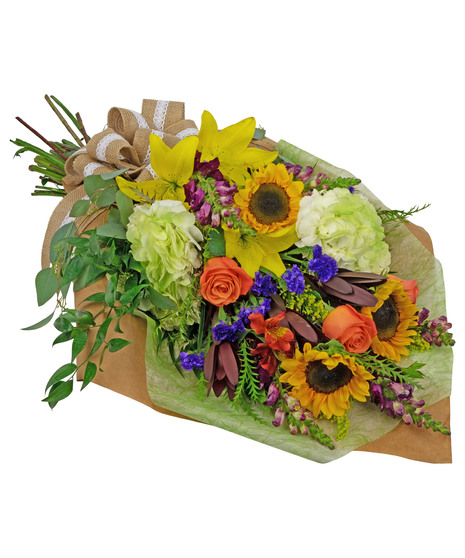 Flowers without a vase, perfect for Fall occasions. 