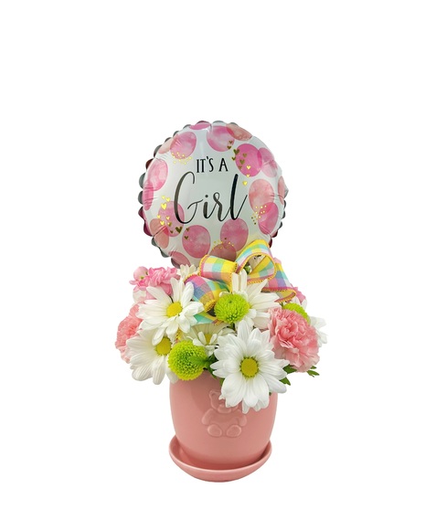 Shown for a girl, this arrangement is also available for a boy