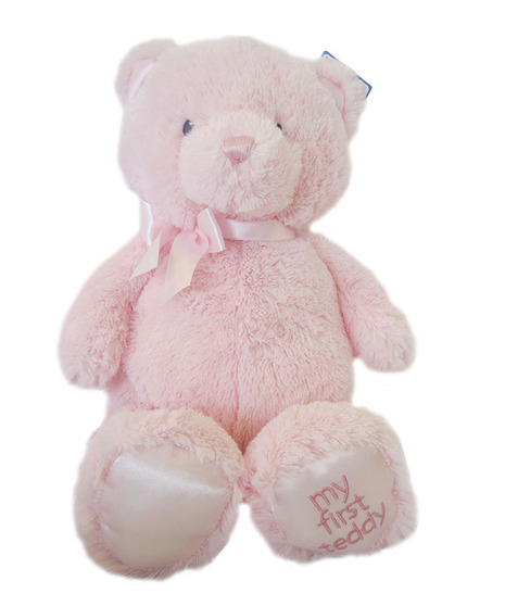 Soft and sweet, available in pink or blue, my first teddy.