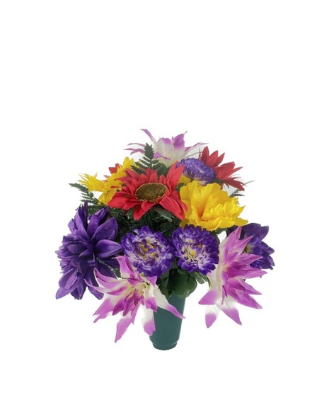 Cemetery Can - Silk Mixed Flowers