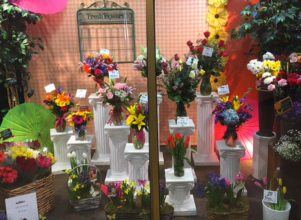 A close look at the lovely bouquets, chilling in our walk-in cooler